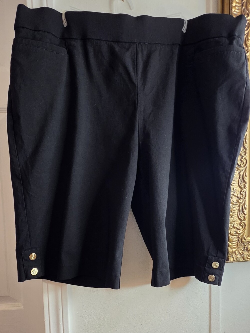 Liz Claiborne Black Bermuda Shorts with Gold Buttons